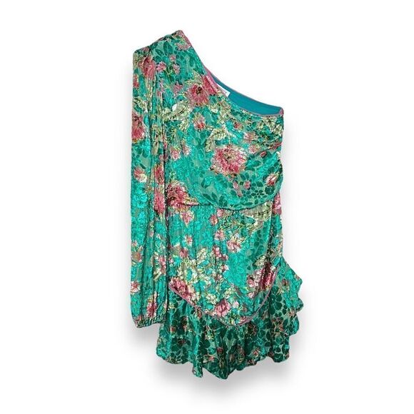 HEMANT AND NANDITA Short Dress With Tie Up Belt in Teal - Picture 2 of 11